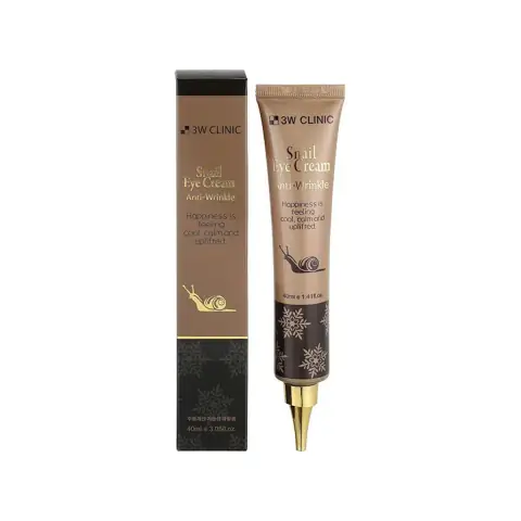 Front view of 3w Clinic Snail Eye Cream 40ml, white tube with a glossy gold cap.