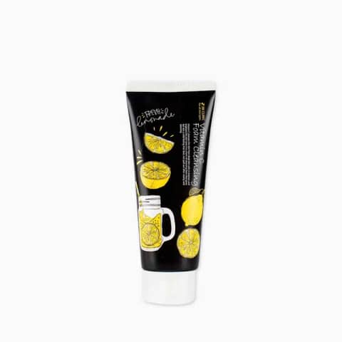Front view of 3W Clinic Vitamin C Foam Cleansing 100ml tube with white and orange packaging.