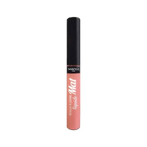Anafeli Paris Liquid Matte Lipstick 02, clear tube revealing rich terracotta shade, gold cap.