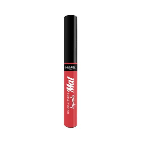 Anafeli Paris Liquid Matte Lipstick 12, sleek tube with black cap and deep nude color.