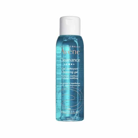 Upright Avene Cleanance Cleansing Gel 100ml, translucent green bottle with a white pump.