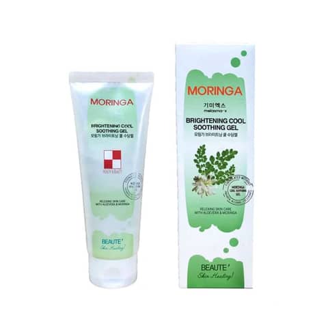 Beaute Melasma-X Moringa Brightening Cool Soothing Gel 160ml tube standing upright, front view.