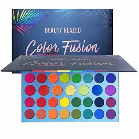 Beauty Glazed Color Fusion eyeshadow palette, closed, showcasing its vibrant iridescent packaging design.