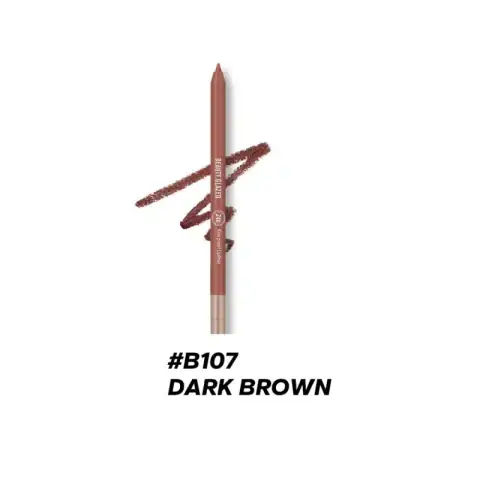 Beauty Glazed B107 Dark Brown waterproof lip liner pencil, cap on, standing vertically.