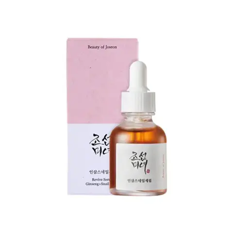 Beauty Of Joseon Revive Serum 30ml in amber dropper bottle, upright on white background.