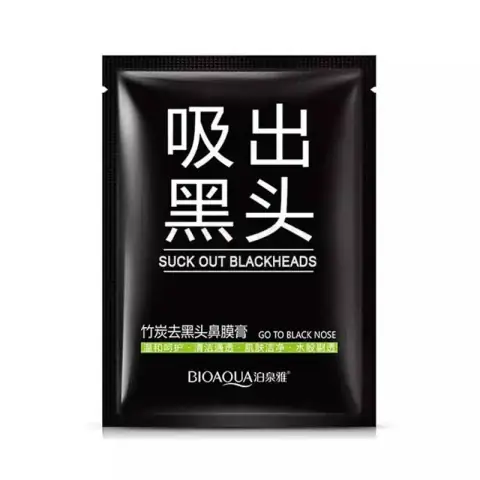 Bioaqua Suck Out Blackheads Nasal Mask 6g sachet, front view, white and black packaging design.