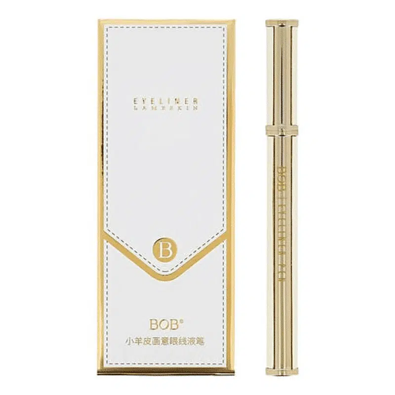 Bob Liquid Eyeliner in sleek black lambskin packaging, standing upright on a clean white background.