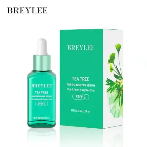 Breylee Pore Minimizer Serum Step 2 clear glass bottle with white dropper, full front view.