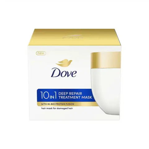 Dove Deep Repair Treatment Hair Mask 300ml, white jar with blue lid, straight front view.