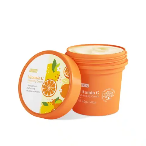 Fenyi Vitamin C Whitening Cream 40gm jar, front view, showing bright yellow lid and white body.