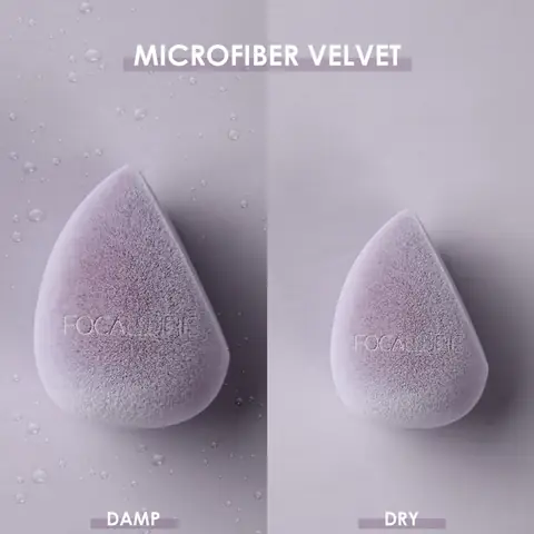 Light peach Focallure Match Max makeup sponge with a soft, porous teardrop shape.