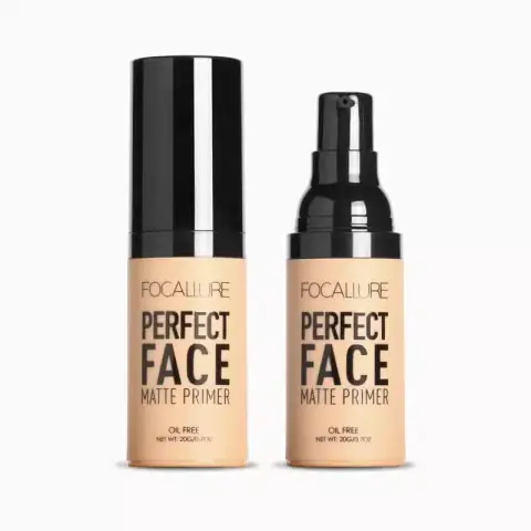 Focallure Perfect Face Matte Primer in a sleek white tube with a black cap, standing upright.
