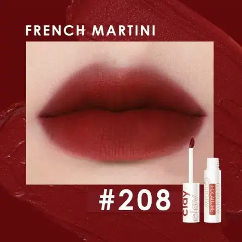 Focallure True Matte Lip Clay tube, a muted reddish-brown shade, standing upright on white background.