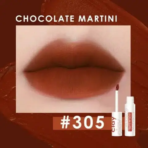 Focallure True Matte Lip Clay in shade 305, clear tube with matte black cap, front view.