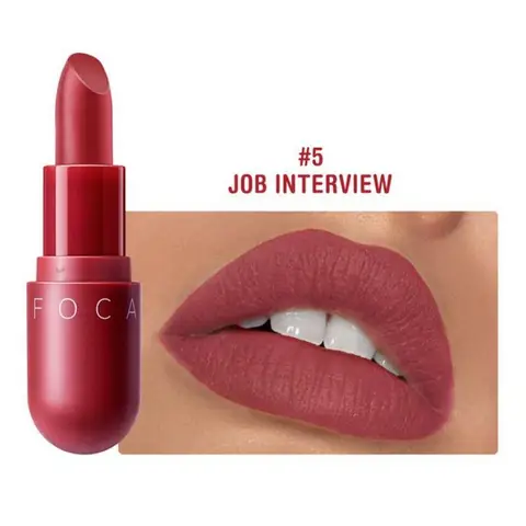 Focallure Velvet Matte Lipstick 05, sleek matte black tube with gold brand logo.