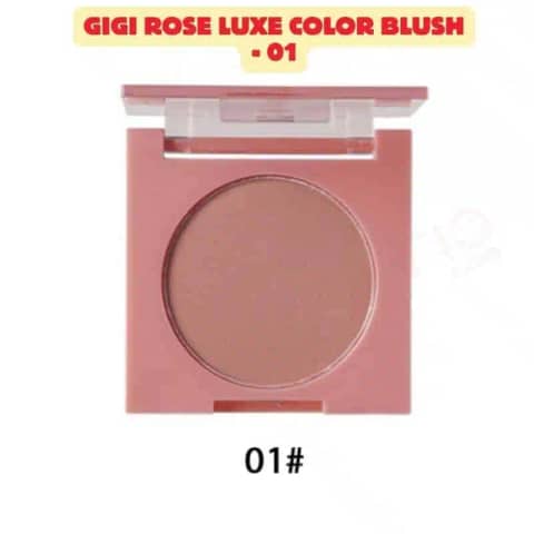 GiGi Rose Luxe Color Blush 01 in elegant closed rose gold compact, showing visible peachy-pink powder.