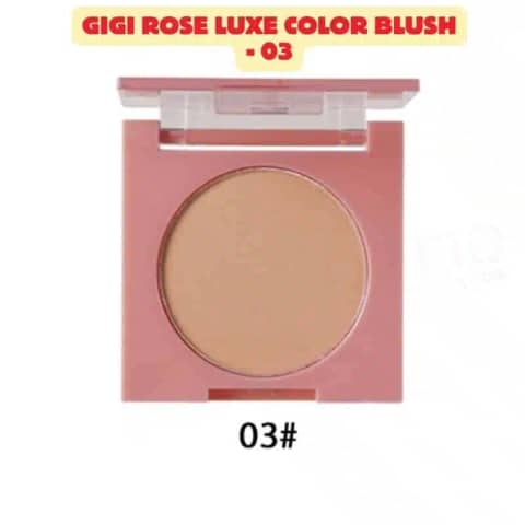 GiGi Rose Luxe Color Blush 03 in a closed, glossy black compact with gold lettering.