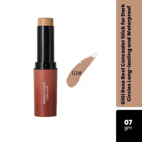 GiGi Rose Stick Concealer Full Coverage 03, a dark brown shade, standing upright.
