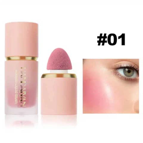 Handaiyan Liquid Blush "Love Cake 01" in its clear bottle with white cap and applicator.