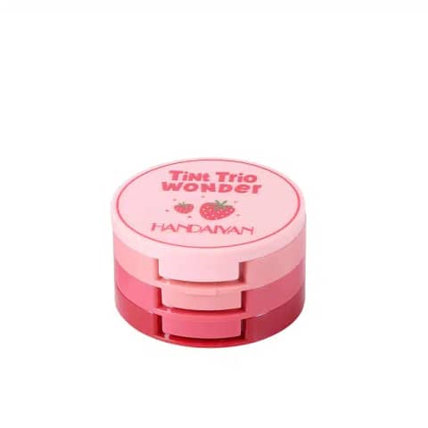 Handaiyan Tint Trio Wonder Blush 3-in-1 set, three liquid tints in clear tubes with applicators.
