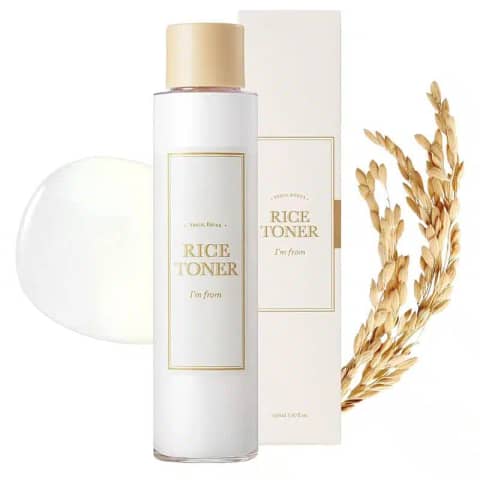 Im From Rice Toner 150ml bottle, milky white liquid visible through the clear glass.