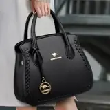 Stylish WOMEN BAG collection featuring pink, maroon, brown, and black bags displayed on light surface.