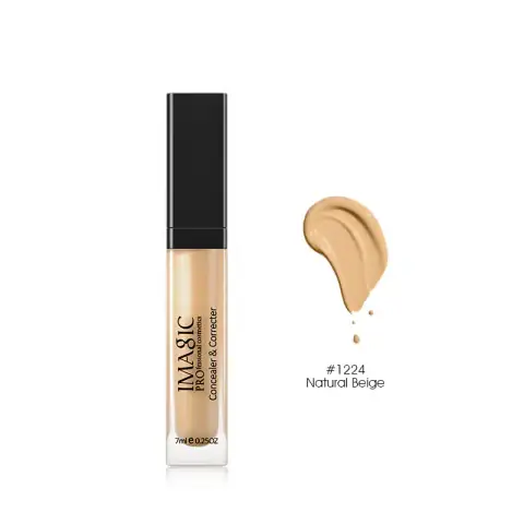 Imagic Concealer & Corrector Natural Beige 1224 tube, upright on a white background, highlighting product details.