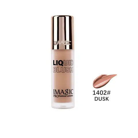 Imagic Liquid Blush in Dusk shade with doe-foot applicator, visible through transparent packaging.