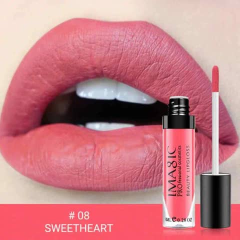 Imagic Liquid Matte Lipstick 8, sleek black tube packaging, standing upright, ready for use.