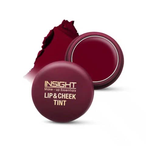 Full view of Insight Cosmetics Lip & Cheek Tint in Mulberry Squash, clear tube with black cap.