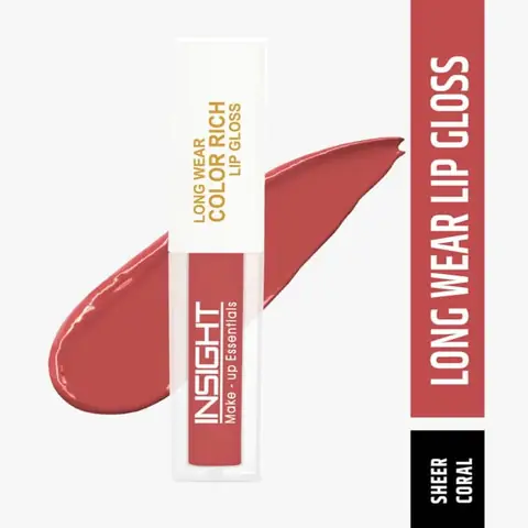 Insight Cosmetics Long Wear Sheer Coral 09 lip gloss tube standing upright on white background.