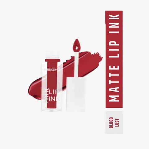Insight Cosmetics Matte Lip Ink Lipstick 'Blood Lust 19' in dark red, transparent tube with applicator.