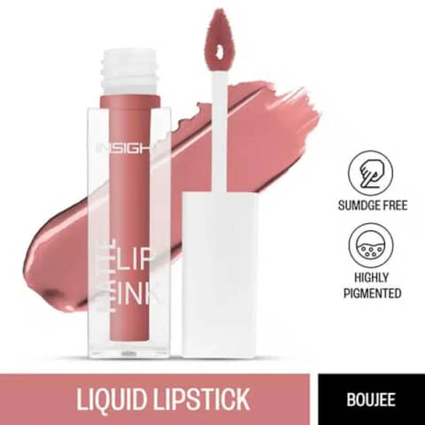Insight Cosmetics Matte Lip Ink Lipstick Boujee 23 in sleek black and clear packaging, standing upright.