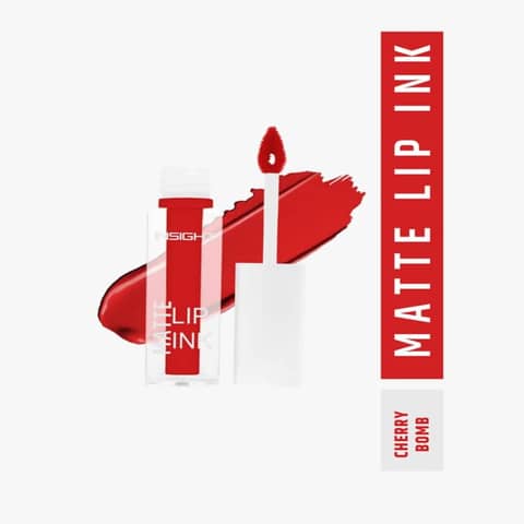 Insight Cosmetics Matte Lip Ink Lipstick in Cherry Bomb 15 with sleek black tube and extended applicator.
