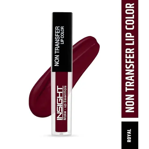 Insight Cosmetics 20 Royal non-transfer matte lipstick, black tube with silver accent, extended deep red bullet.