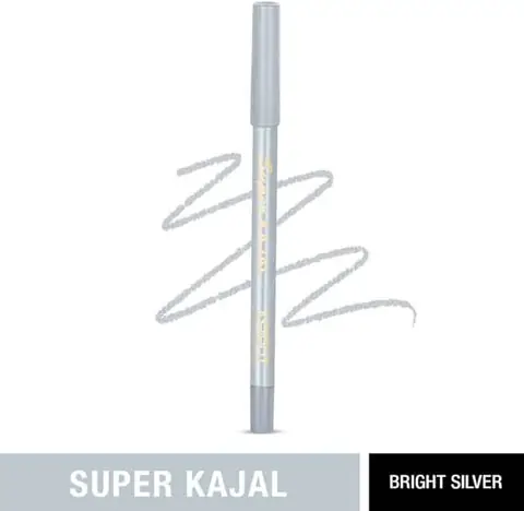 Insight Cosmetics Super Kajal pencil in Bright Silver, shown full length with cap.