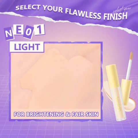 Ireneda Liquid Concealer High Coverage F01 Light, sleek nude tube with black cap, standing.