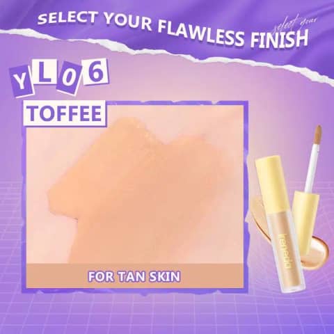 Full view Ireneda Liquid Concealer F01 Toffee, sleek black and gold tube, upright on white.