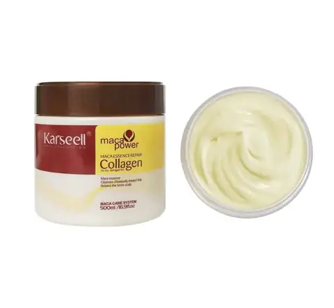 Karseell Collagen Hair Treatment Mask 500ml, elegant dark amber jar with golden lid.