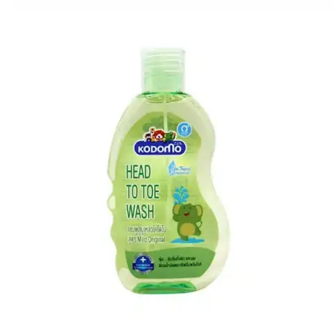 Kodomo Mild Original 100ml Head to Toe Wash bottle, green cap, baby label.