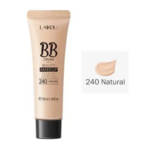 Laikou BB Cream 30gm natural 240 tube, white and pink packaging, standing upright clearly.