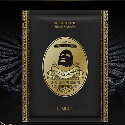 Laikou Brightening Black Mask tube, sleek black design with a golden cap on white background.