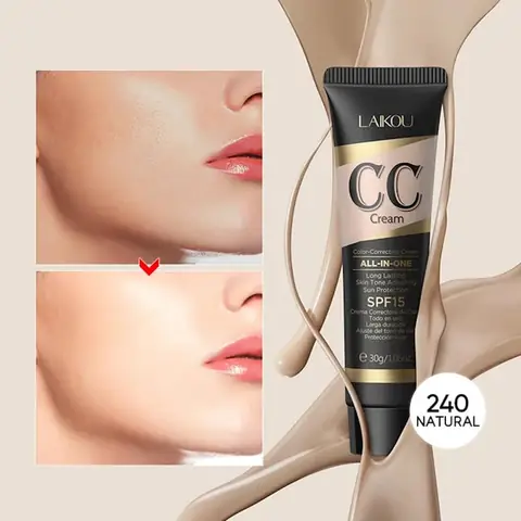 Front view of Laikou CC Cream SPF15 Natural 240 tube, light beige packaging, with clear branding.