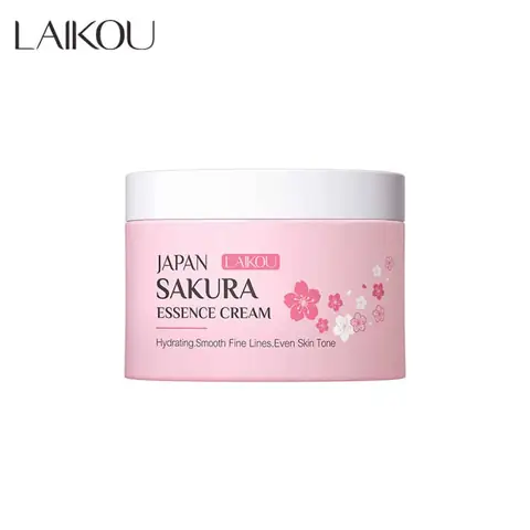 Laikou Japan Sakura Essence Face Cream 25g pink jar, front view on white background.