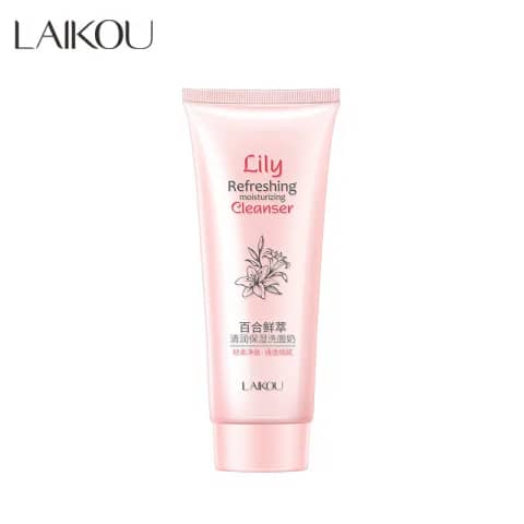 Laikou Lily Refreshing Cleanser 100gm white tube with green cap and lily graphic.