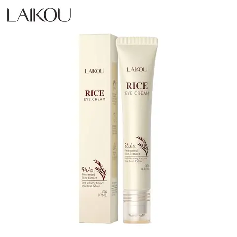 Laikou Rice Eye Cream 20g in a white tube with golden cap, standing upright.