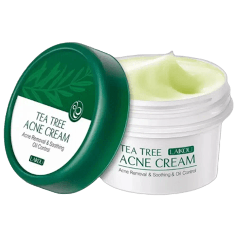 Laikou Tea Tree Anti-acne Treatment Cream in its green 20g jar and matching box.