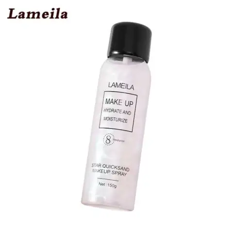 Lameila Makeup Spray 150ml hydrating oil control fixer in a clear bottle, standing upright.