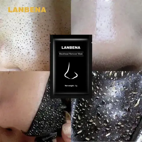 Lanbena Blackhead Remover Nose Mask mini tube with white application strips, presented clearly.