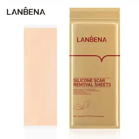 White Lanbena Silicone Scar Removal Sheets box, highlighting professional scar treatment solution benefits.